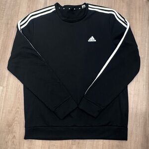 Adidas Black Crewneck Sweater with White Stripes